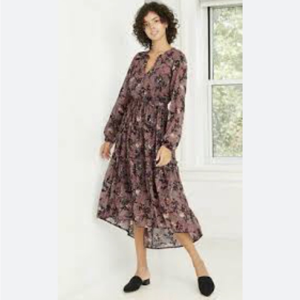 Knox Rose - Taupe floral peasant dress - Small NWT